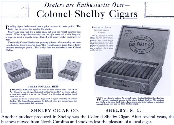Colonel Shelby Cigars advertisement